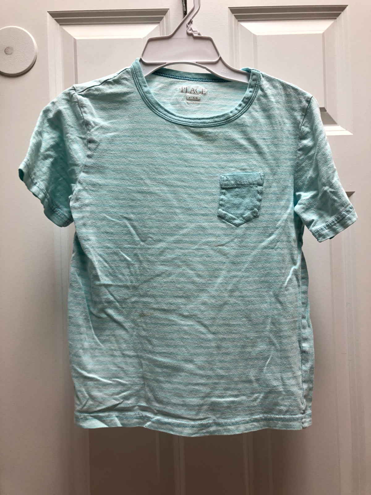 Striped t-shirt Baby blue - size Youth - 6 (S)