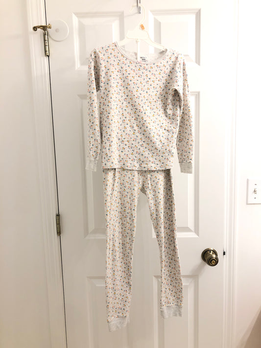 Gray cotton pajama Florals - size Youth - 7 (S)