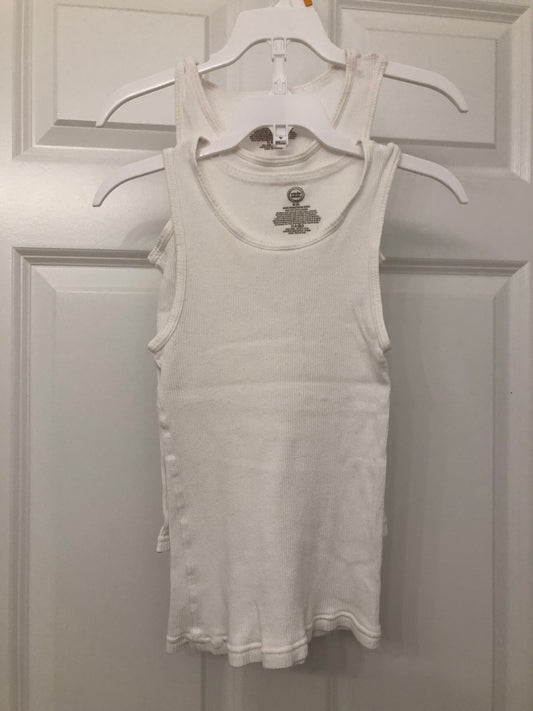 Set of 2 white tanks 100 cotton - size Youth - 6 (S)