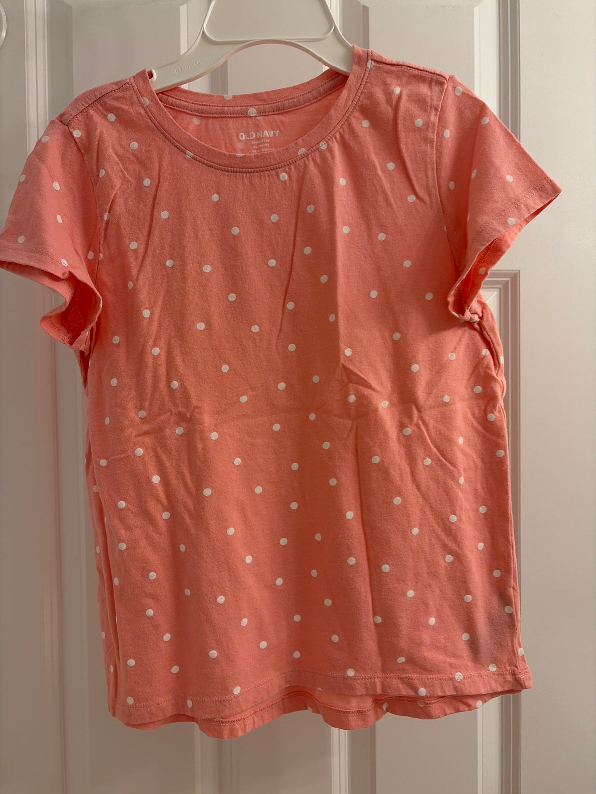 Polka dot t-shirt Pink. Cotton - size Youth - 12 (L)