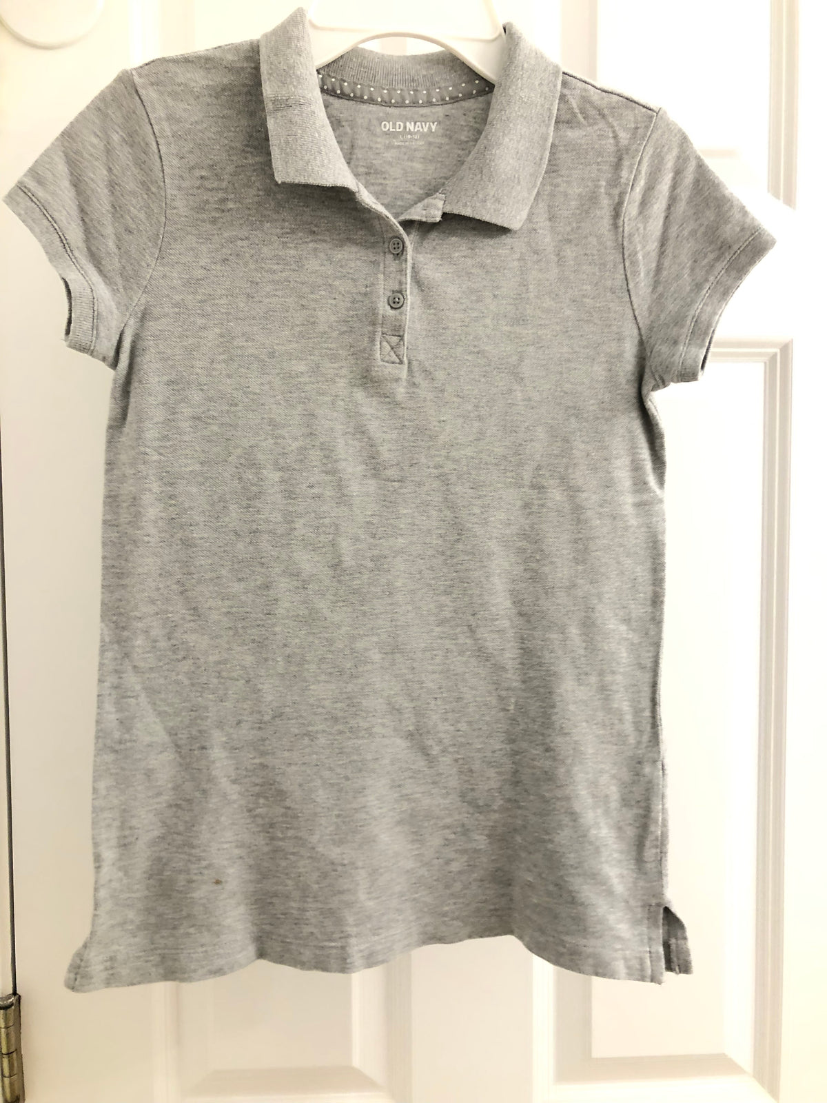 Gray polo uniform Short sleeve shirt - size Youth - 10 (L)