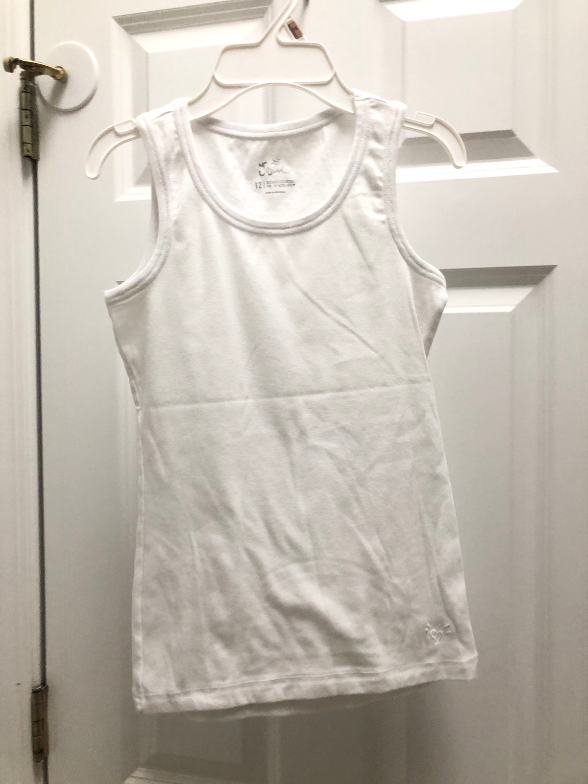 Justice white tank Cotton - size Youth - 12 (L)