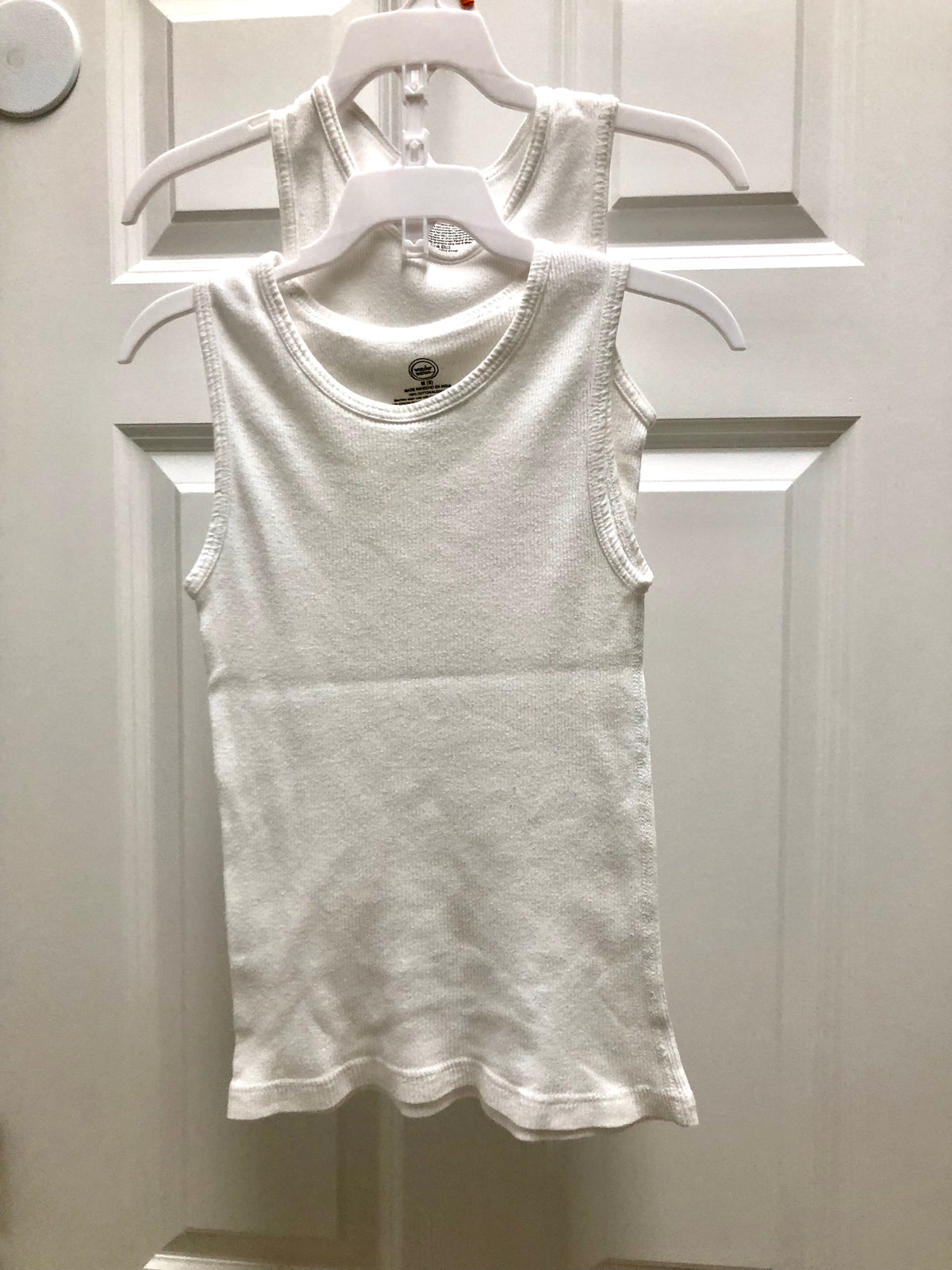Set of 2 white tanks Undershirt - size Youth - 6 (S)