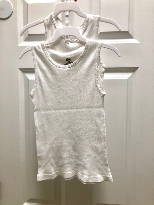 Set of 2 white tanks Undershirt - size Youth - 6 (S)
