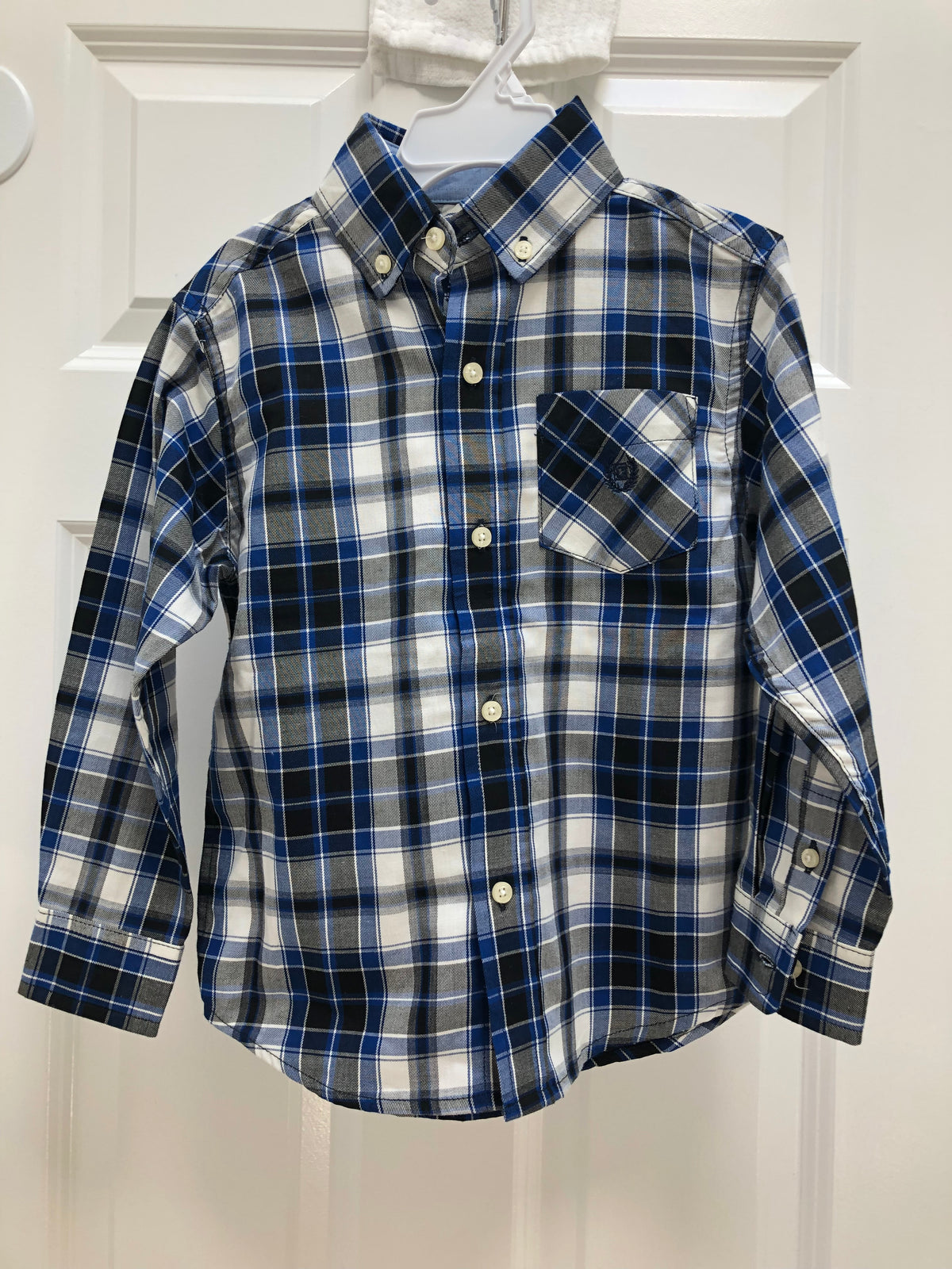 New plaid dress shirt Blue gray. Long sleeve - size Youth - 5 (XS)