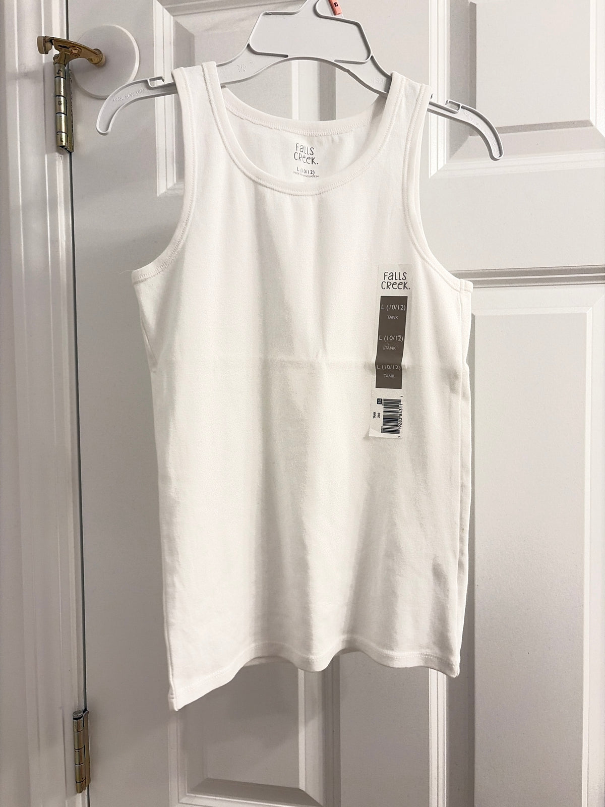 New white  tank top Cotton - size Youth - 10 (L)
