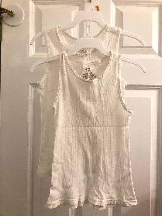 Set of 2 tanks white 100% cotton - size Youth - 7 (S)