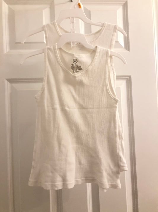 2 white tanks Cotton - size Youth - 6 (S)