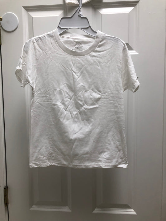 New white t-shirt 100% cotton - size Youth - 6 (S)