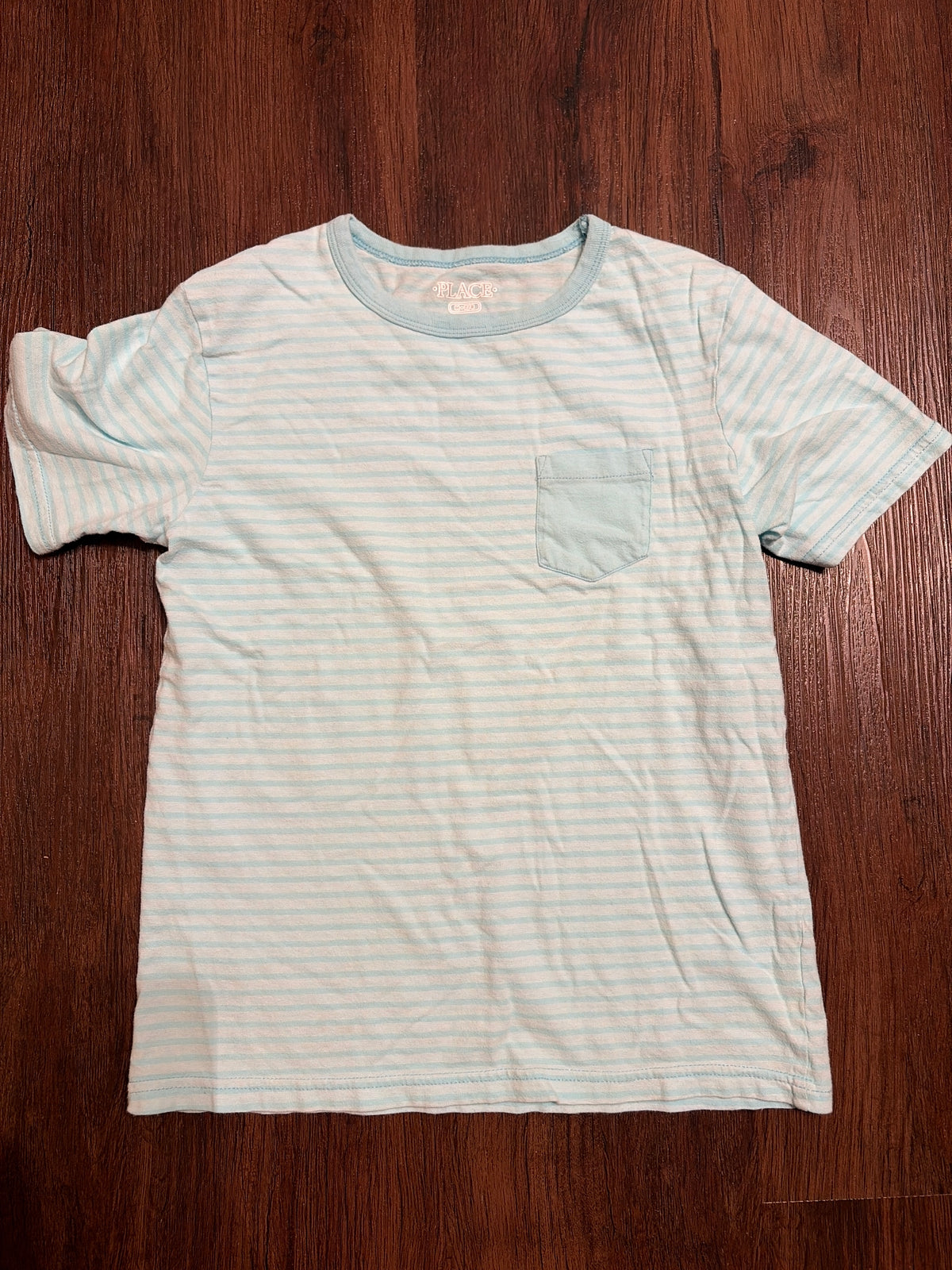 Blue striped t-shirt 100% cotton - size Youth - 7 (S)