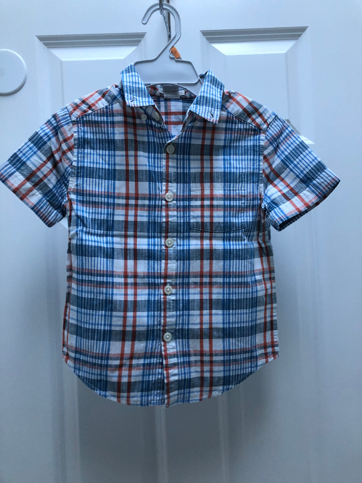 Plaid dress shirt Blue orange. Like new - size Youth - 4 (XS)