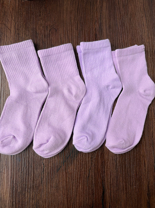 New purple socks Set of 4. Cotton - size Youth - 6 (S)