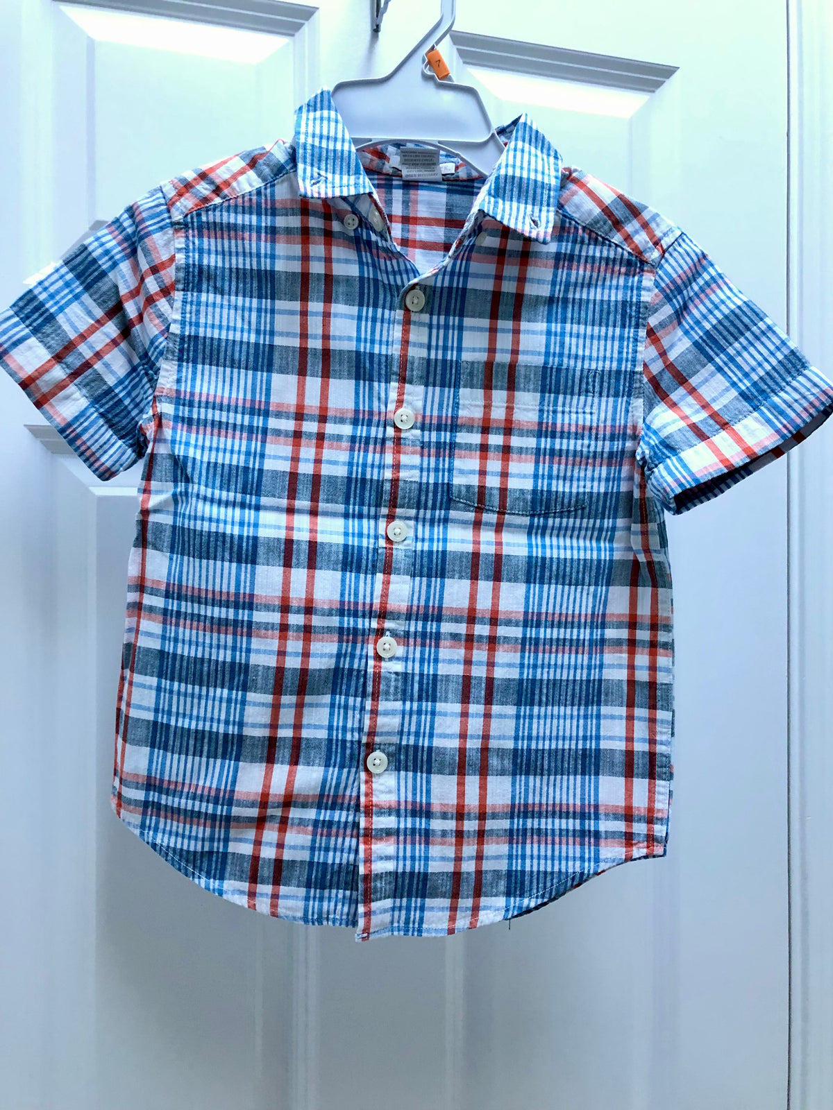 Plaid dress shirt Blue orange. Like new - size Youth - 4 (XS)