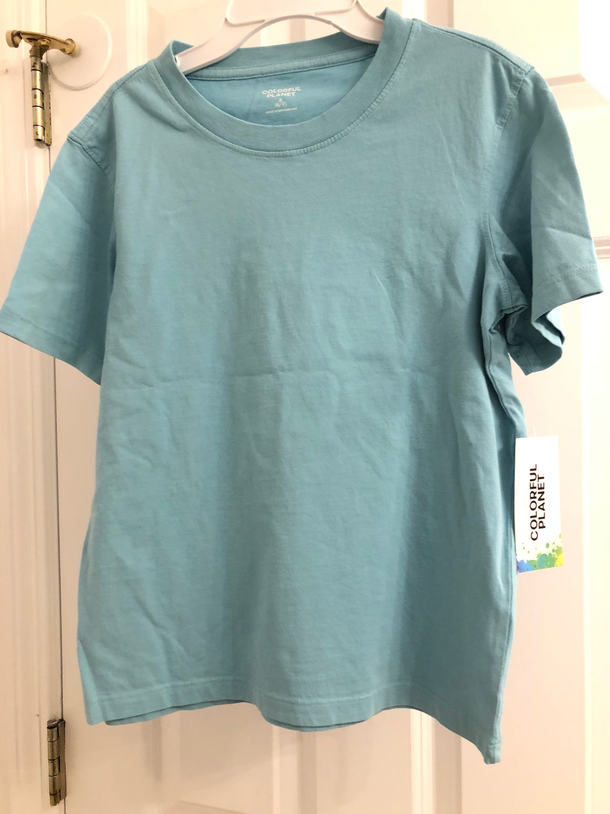 New cotton t-shirt Turquoise - size Youth - 7 (S)