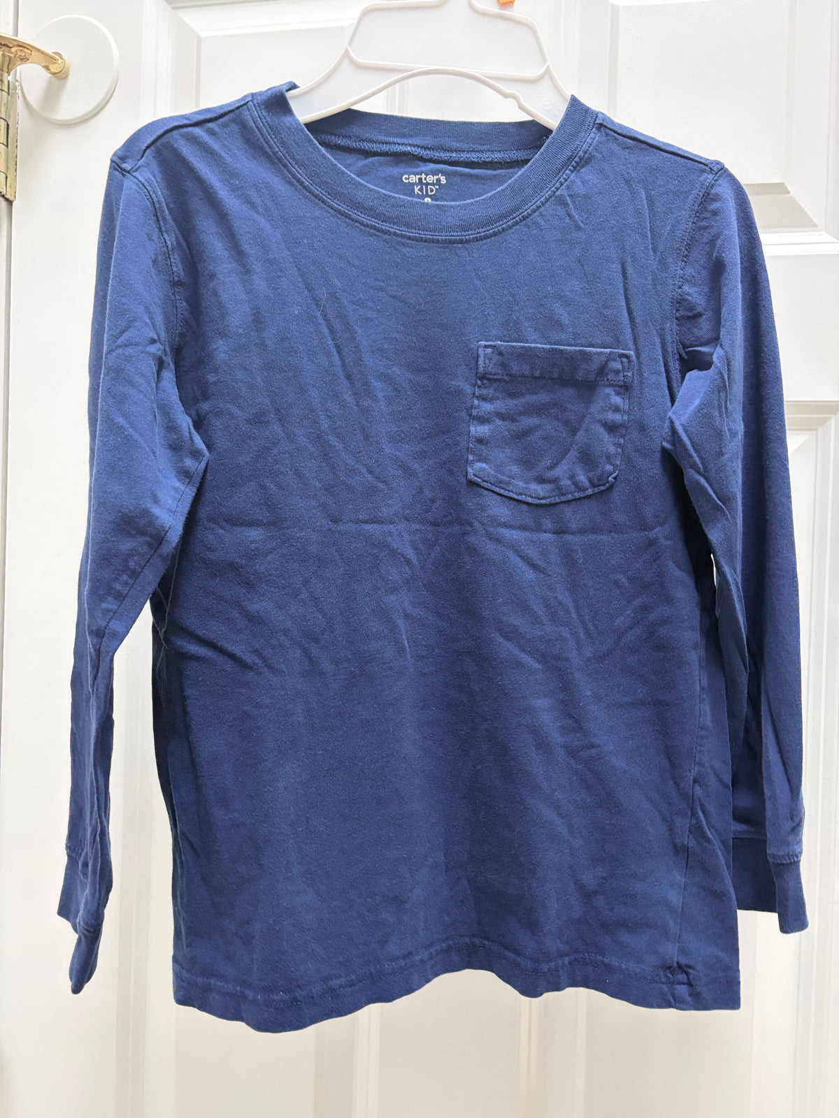 Navy blue tee Long sleeve. 100% cotton - size Youth - 7 (S)