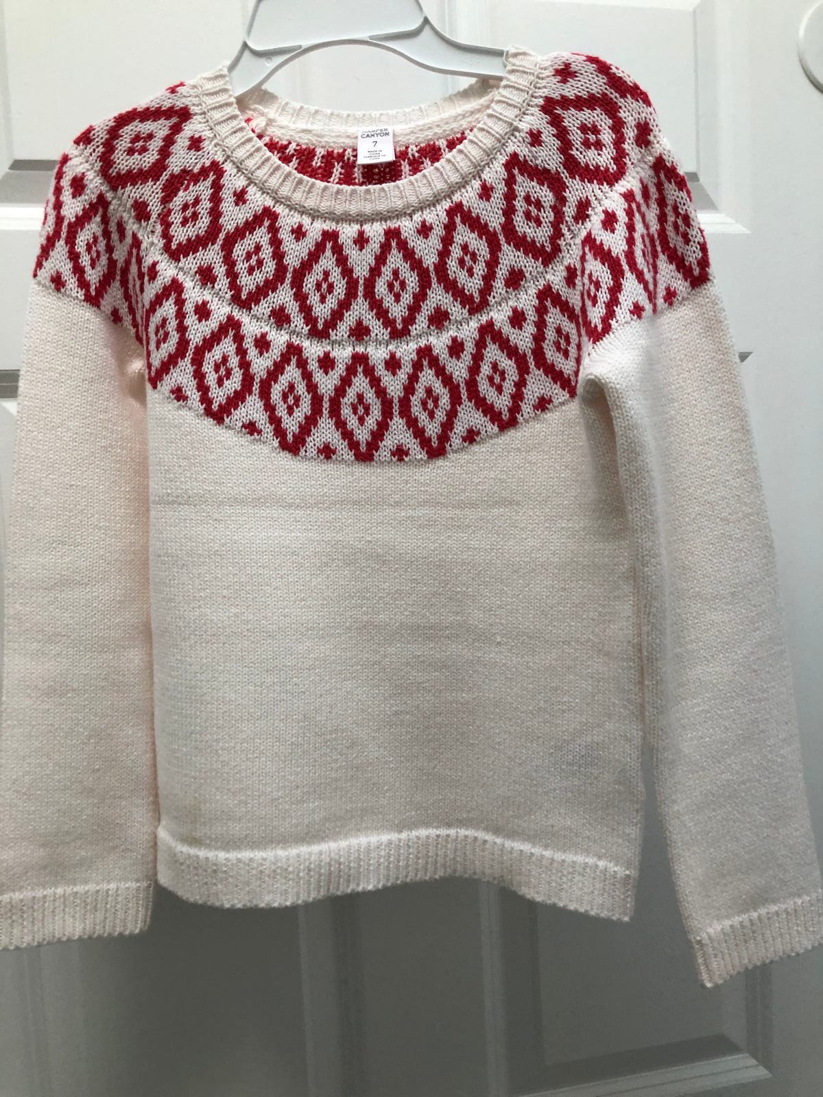 Like new dress sweater Cream. Red - size Youth - 7 (S)