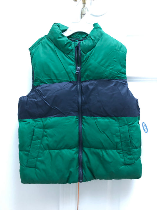 New puffed vest ON. Green navy - size Youth - 6 (S)