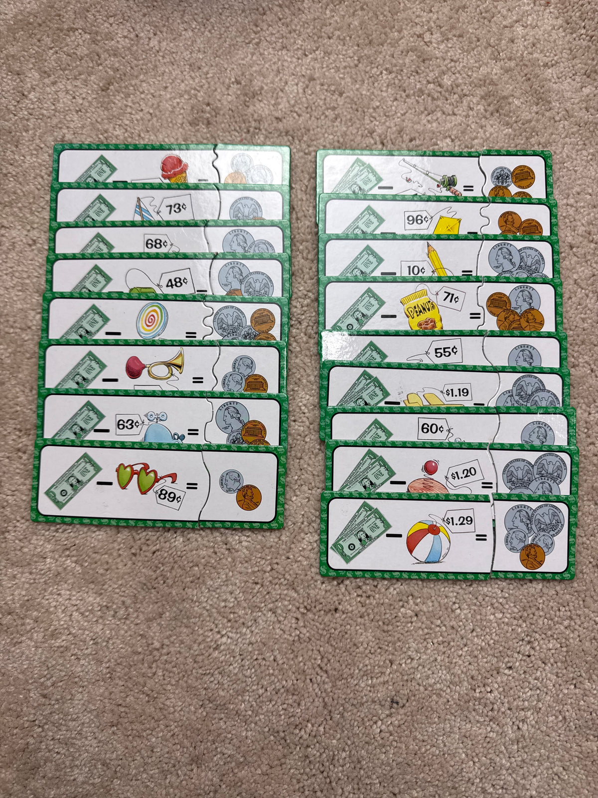 Money matching puzzle - 17 matches