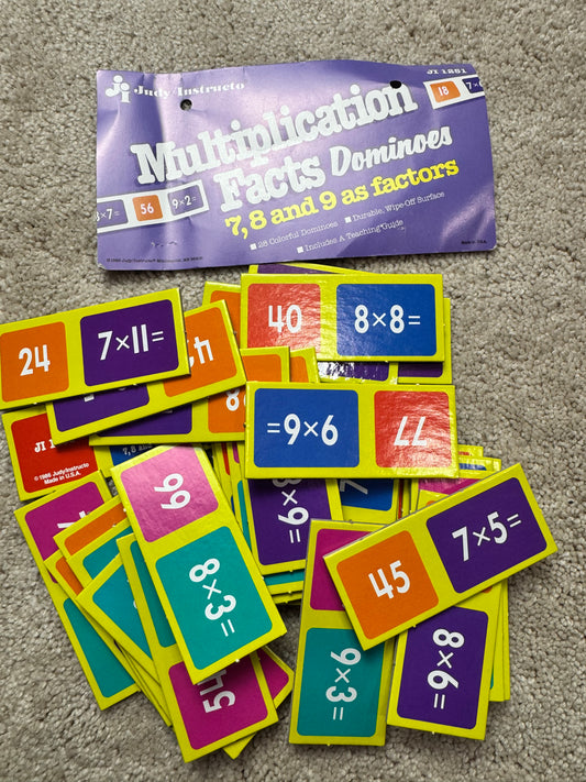 Multiplication 7,8, 9 Dominoes