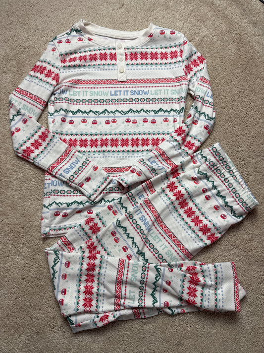 Let it snow 2 piece pj - so soft - worn once - size Youth - 10 (L)