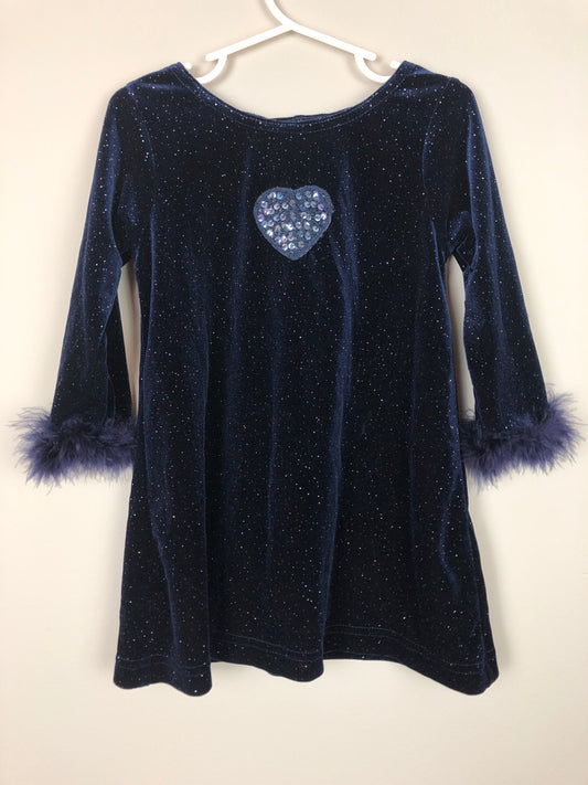 Rare Editions Velvet Blue glitter dress - size Toddler - 2T