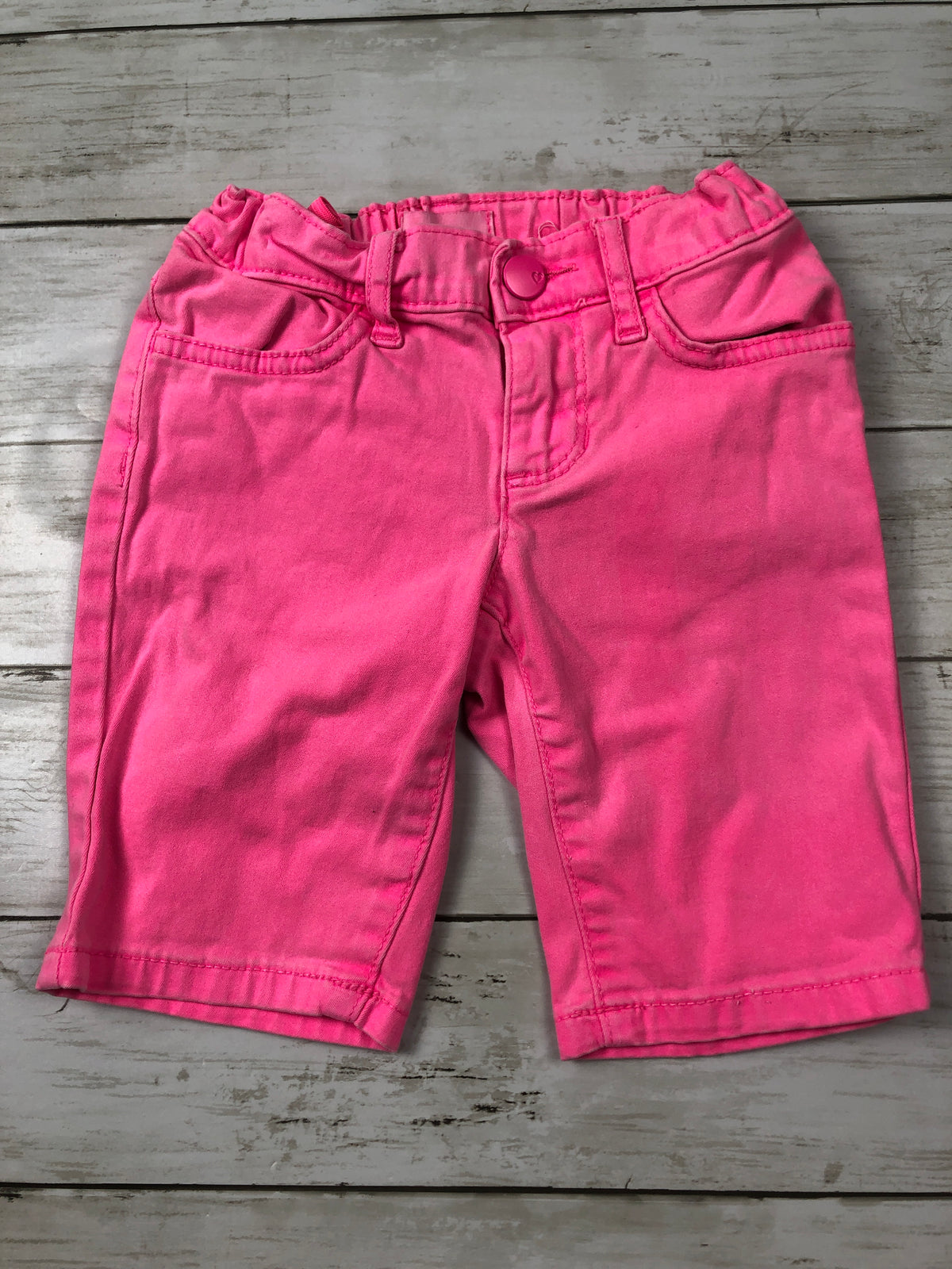 Place pink denim shorts - adjustable waist
