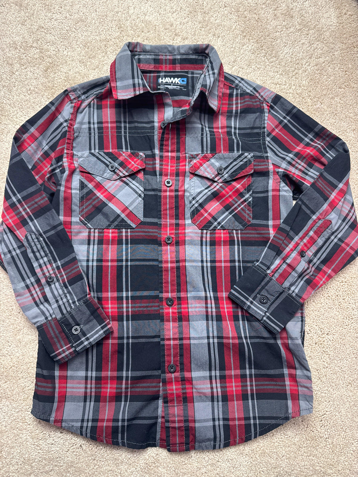 Hawk black/red button down - EUC - size Youth - 7 (S)