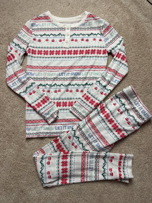 Let it snow pajamas - very soft!  Worn once. - size Youth - 10 (L)