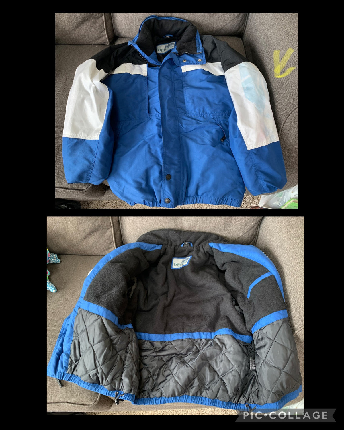 blue winter coat see blue on arm, warm - size Teen/Men - M (32-34)