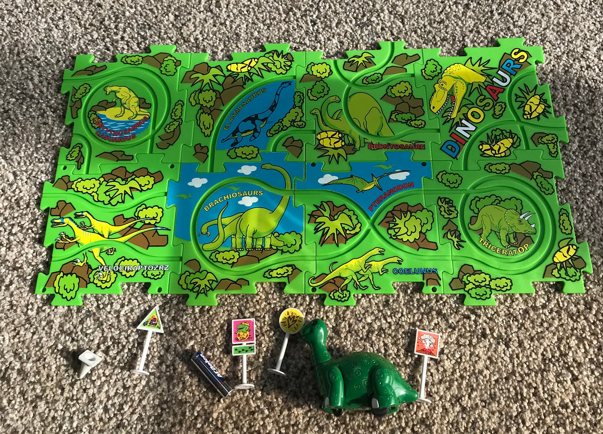 Dinosaur build a road Like new, Dino runs on