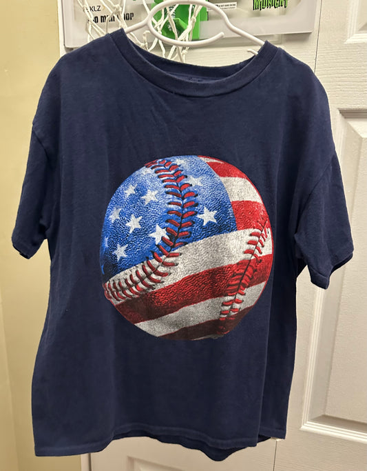10/12 American baseball Navy USA tshirt GUC+ - size Youth - 10 (L)
