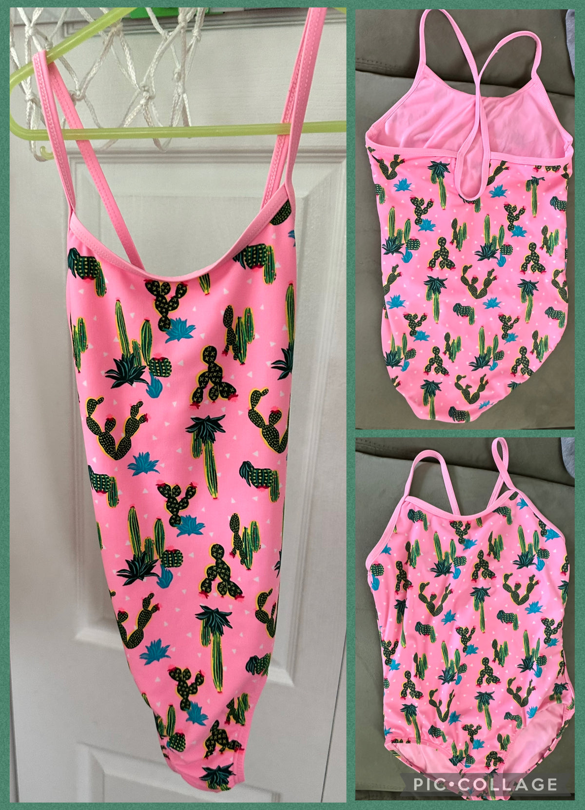 Pink cactus 1pc VGUC Tag L, fits 9-10yr old - size Youth - 10 (L)