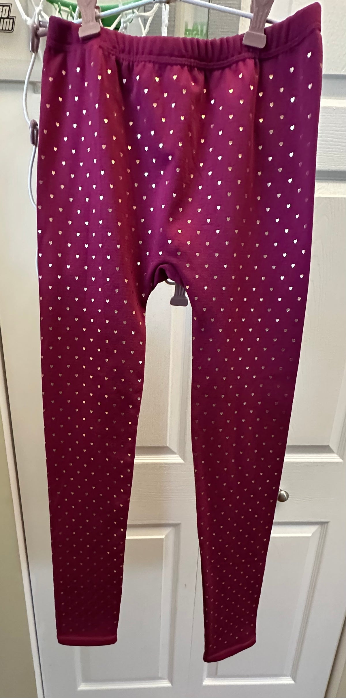 14 place maroon heart pants poly/spandexEUC - size Youth - 14 (XL)