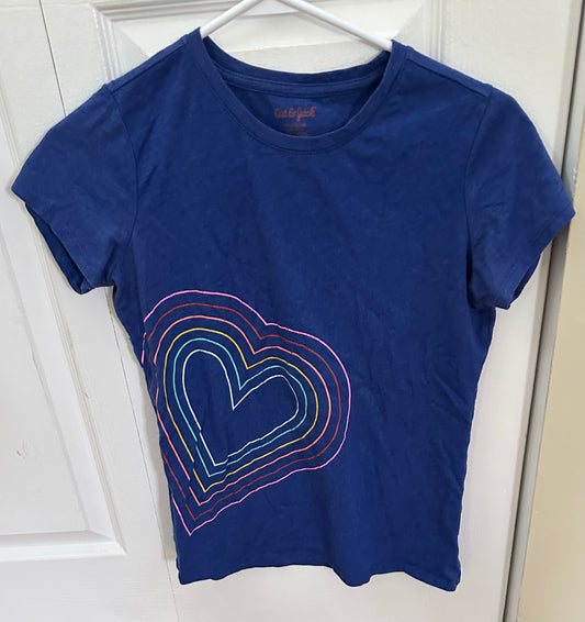 14/16 cat & jack tshirt Blue heart swirl on side
