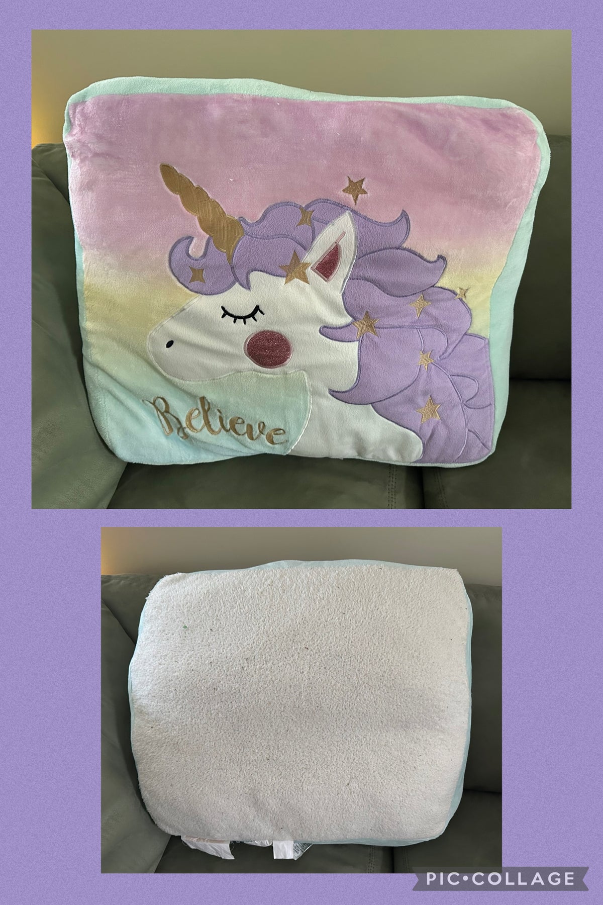 Unicorn huge pillow VGUC 2 ft x 2ft., Washed!!