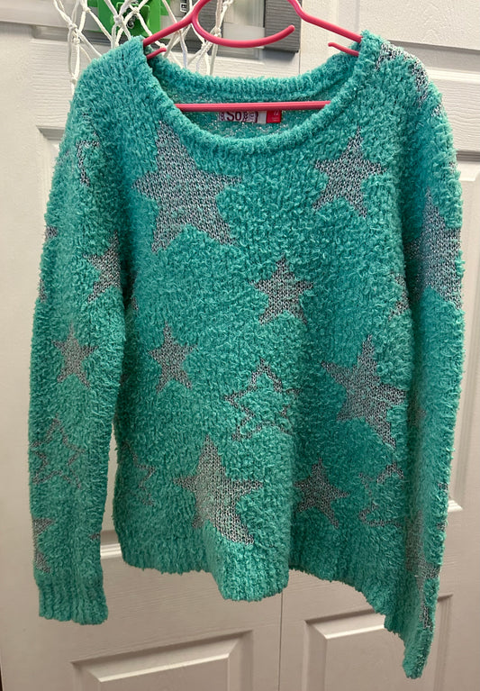 12 Sonoma sea green star Sweater EUC - size Youth - 12 (L)