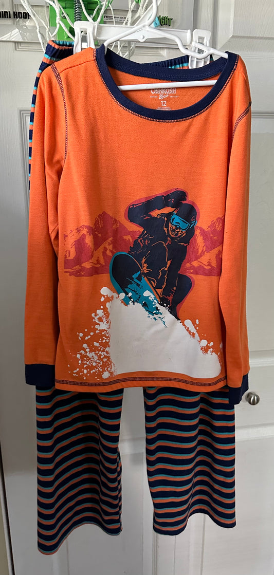 12 orange pj set oshkosh Snowboarder, GUC - size Youth - 12 (L)