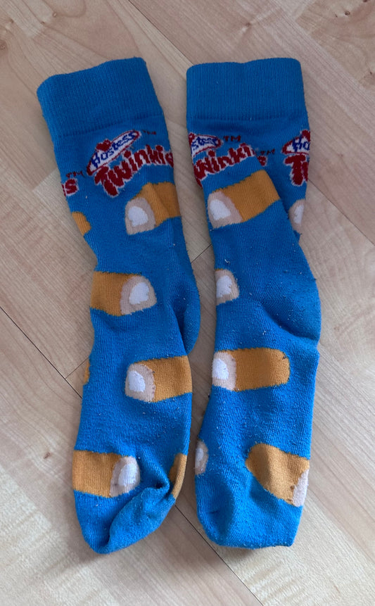 Crazy Sock Day Twinkie's worn a few x's - size Youth - 10 (L)