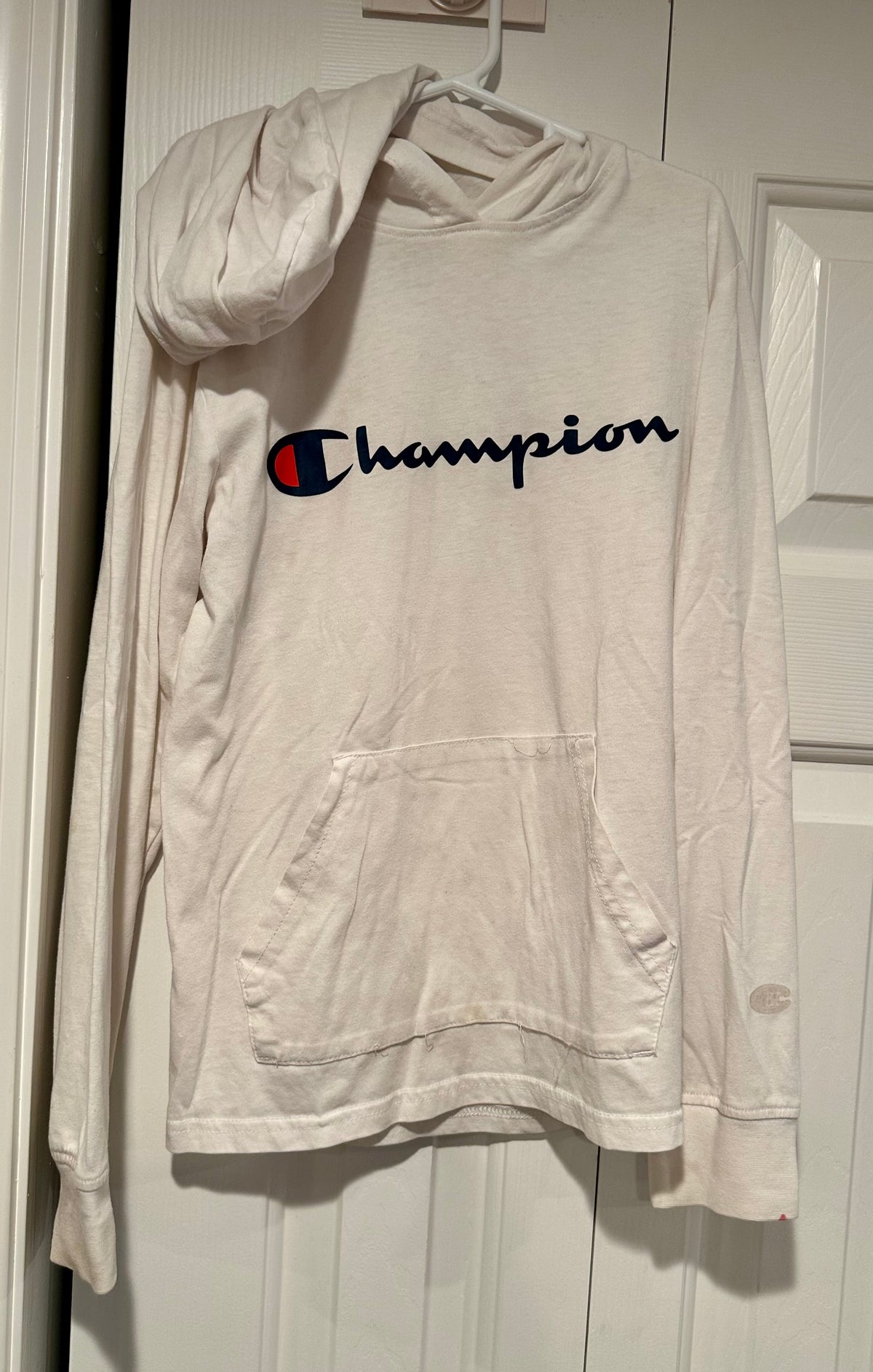 play condition champion white longsleeve - size Youth - 8 (M)