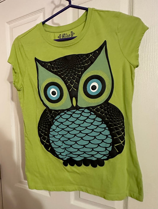 16 Mudd green owl tee 100% cotton EUC - size Youth - 16 (XL)