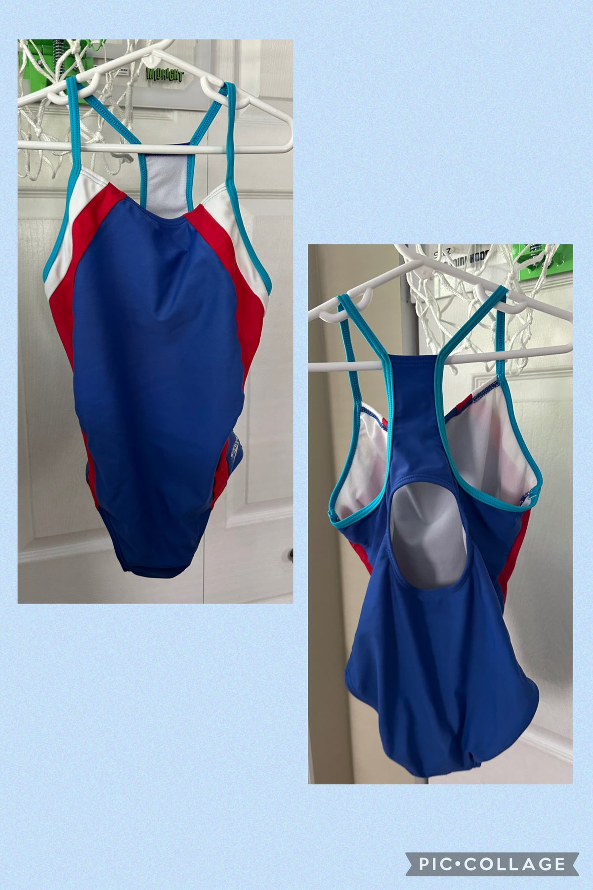 10 speedo 1 pc VGUC-EUC Blue red white - size Youth - 10 (L)