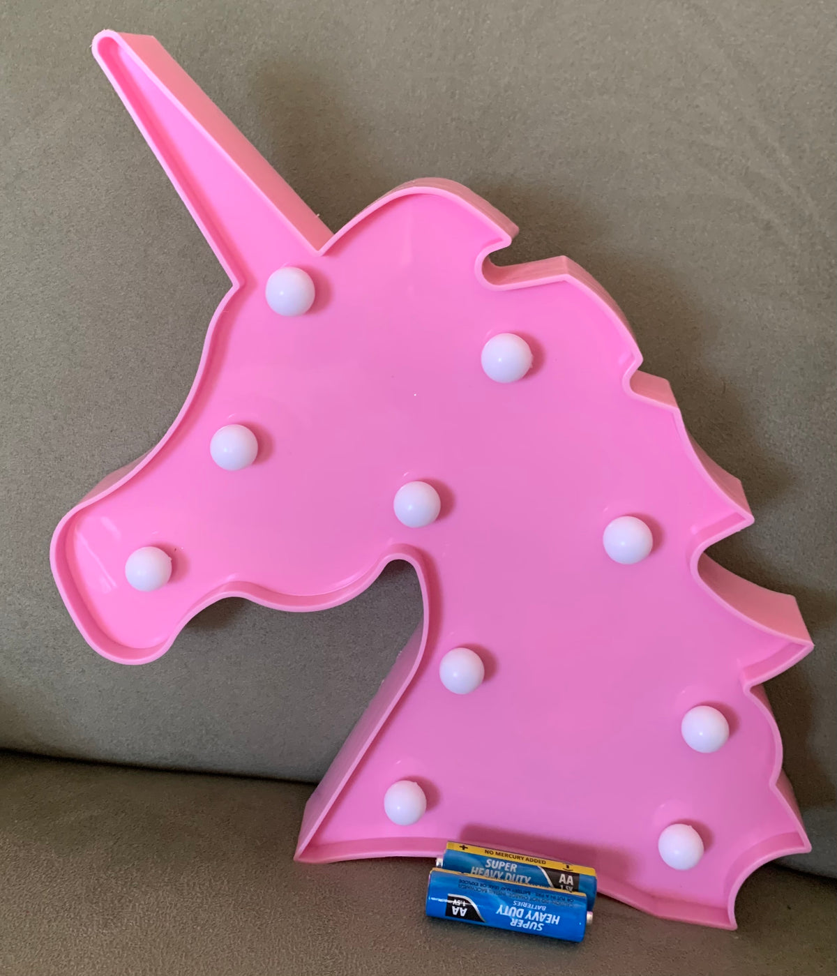 Unicorn light 8-10 inch Can stand or be hung