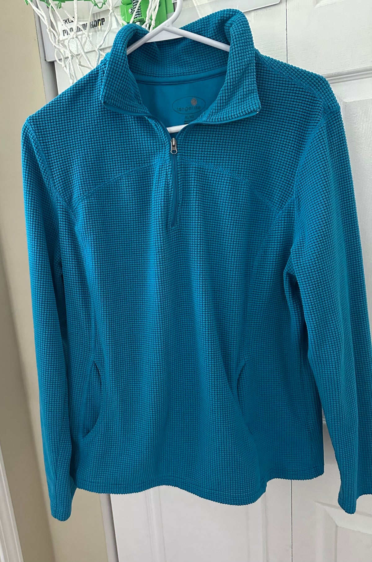 Teal waffle pull over Mostly cotton sm spandex - size Women - XL (16/18)