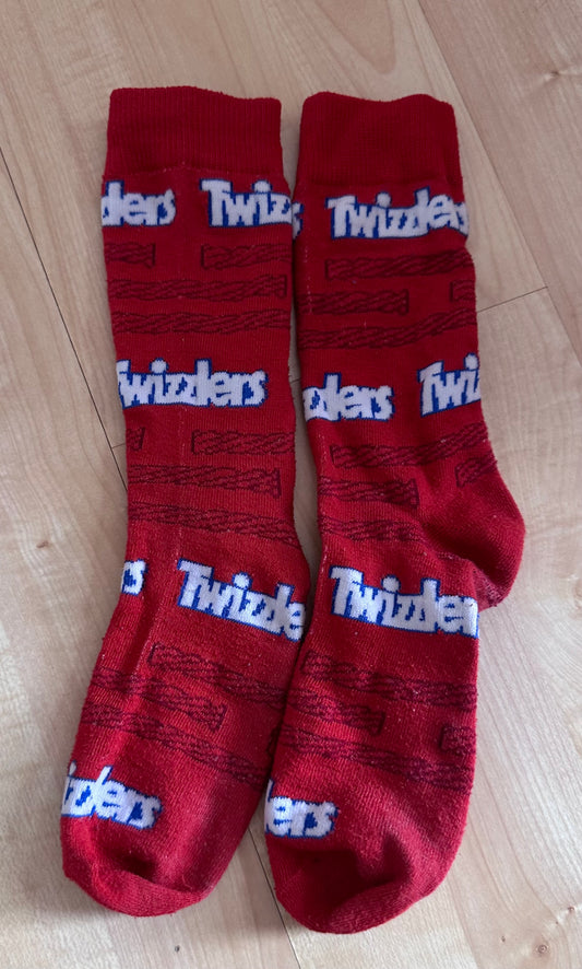 Crazy Sock Day Twizzlers worn a few x's - size Youth - 10 (L)