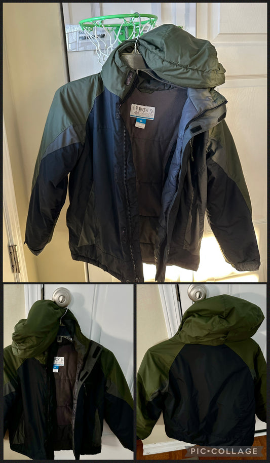 10/12 Columbia coat EUC Green & black , hooded - size Youth - 10 (L)