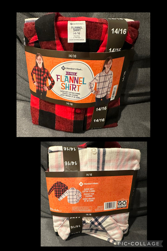 14/16 new 2 button up Plaid shirts