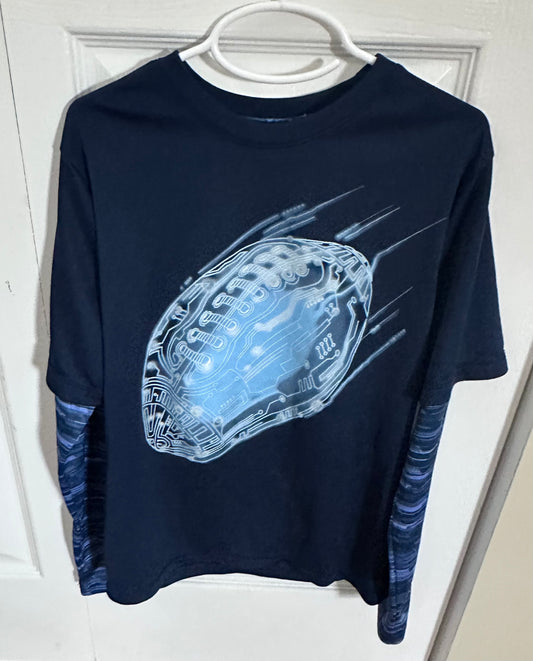 10/12 football LS EUC Athletic Works navy blue - size Youth - 10 (L)