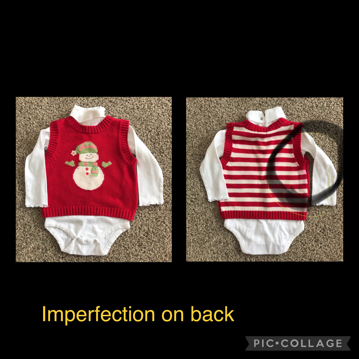 snowman 2T sweater vest 24m LS onesie - size Toddler - 2T