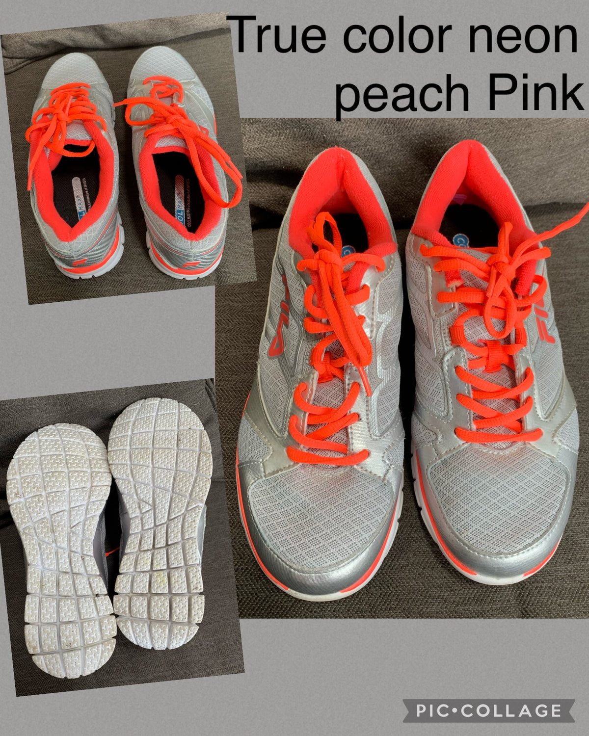 Fila gym shoe adult size Neon peach/pink silver - size Shoes - Adult 9 1/2