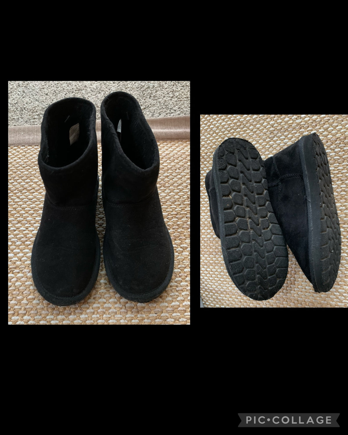 Black Boot Lightweight  suede like - size Shoes - Kids 2